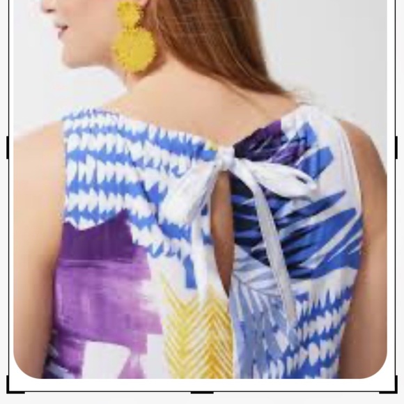 CHICO’S Tie- Back Collage Print Trapeze Dress Chico’s size 4/ XXL/ 20 - Picture 1 of 8